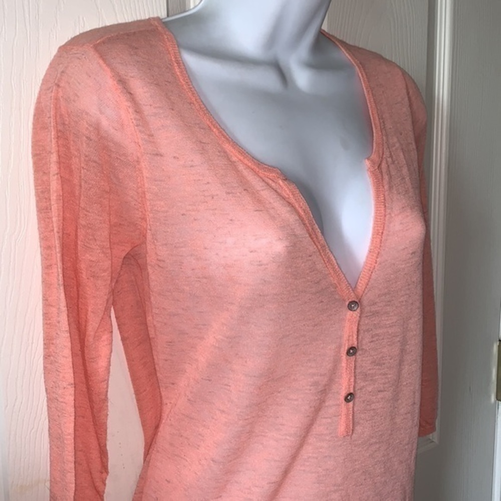 Scotch & Soda Peach‎ 3/4" Sleeve Light Weight V-Neck Sweater Size 1 - Picture 3 of 11